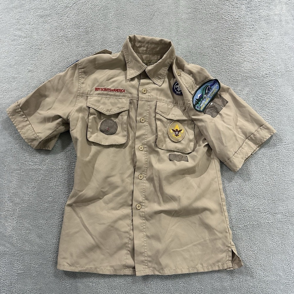 Boy Scouts Of America Youth Boys Large Vented Uniform Shirt Short Sleeve